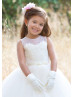 Beaded Ivory Lace Tulle Flower Girl Dress Ball Gown